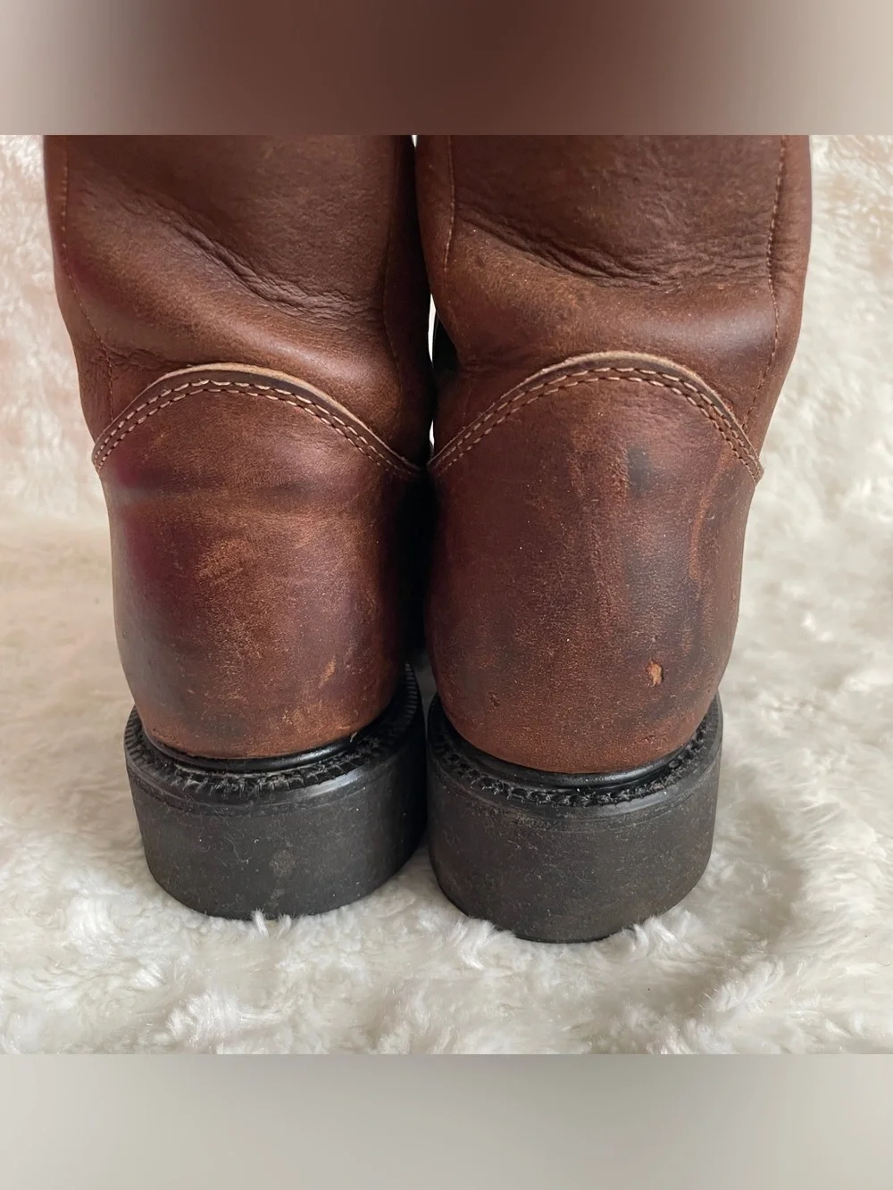 Justin Conductor Brown Soft Toe Suede Leather Pull On Work 10” Boots Size 6 B